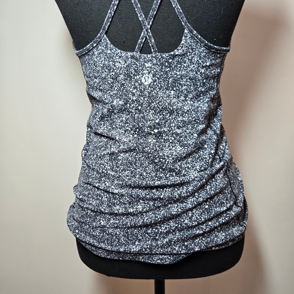 Lululemon Free To Be Tank Women Size 6 Black White Strappy Yoga Top (T1)
